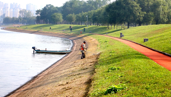 护坡“美颜”　扮靓河岸