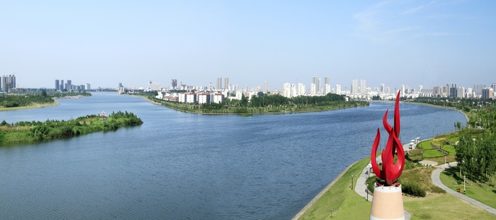 淠河六安市城南桃湾村图片